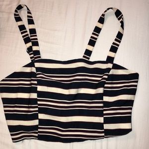 stripped lace up crop top